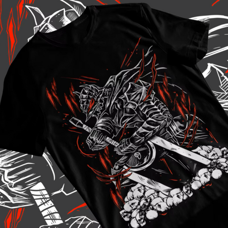 Here at Everythinganimee we have the best anime shirts in the world. Step into the dark, gritty world of Berserk with this epic Guts graphic tee. Featuring an iconic design inspired by the legendary series, this shirt captures the essence of Guts’ relentless warrior spirit. With premium fabric and a bold, striking print,