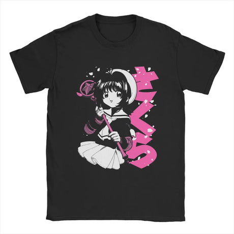 Here at Everythinganimee we only have the best shirts in the world! Capture the nostalgia and magic of Cardcaptor Sakura with the Sakura Classic Magic Tee, featuring the beloved heroine in her iconic school outfit holding her magical staff.