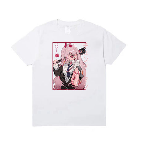 This shirt captures the magic of Power. If you're looking for more Chainsaw Man merch, we have it all! Check out our anime merch now—free shipping!