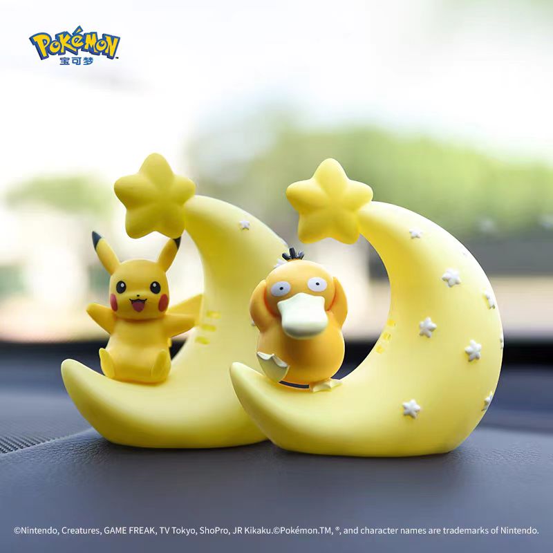 Upgrade your ride with our genuine Pokémon Crescent Moon Car Ornaments from Japan, get Pikachu or Psyduck to ride along side you! | Here at Everythinganimee we have the coolest Anime Merch.