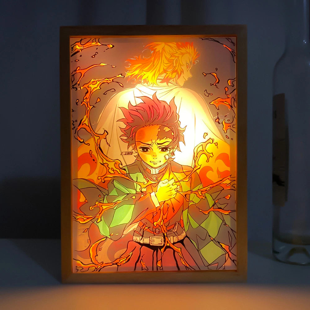 This lightbox captures the magic of Tanjiro & Kyojuro. If you're looking for more Demon Slaye merch,we have it all! Check out our anime merch now—free shipping!