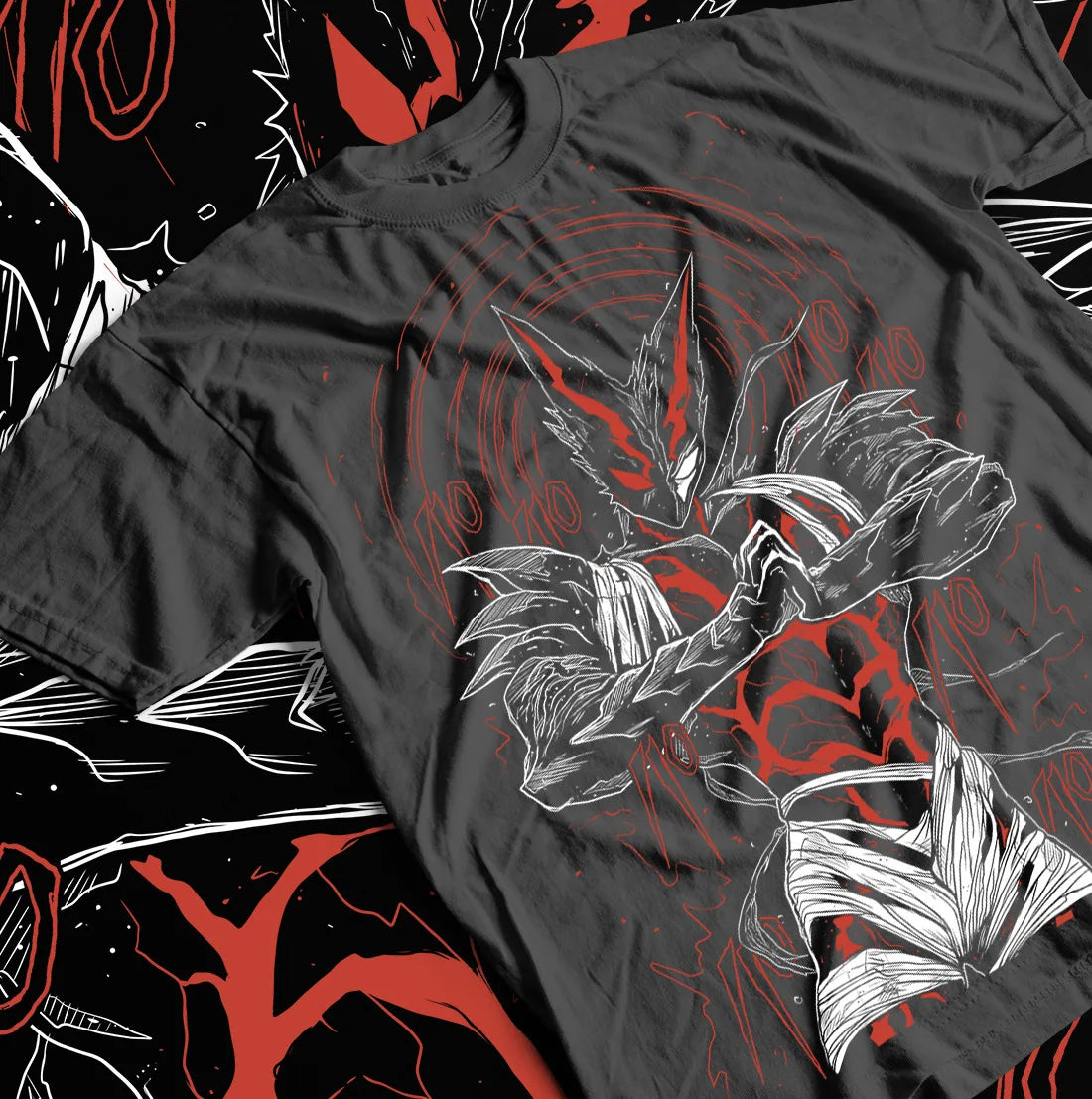Here at Everythinganimee we have the best anime shirts in the world.
Step into the world of One Punch Man with this intense Saitama’s nemesis design! Featuring the mysterious and fearsome villain, this tee is perfect for fans who love epic showdowns and unstoppable power.