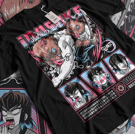Here at Everythinganimee we have the best anime shirts in the world. 
Show off your wild side with this Inosuke Hashibira tee.