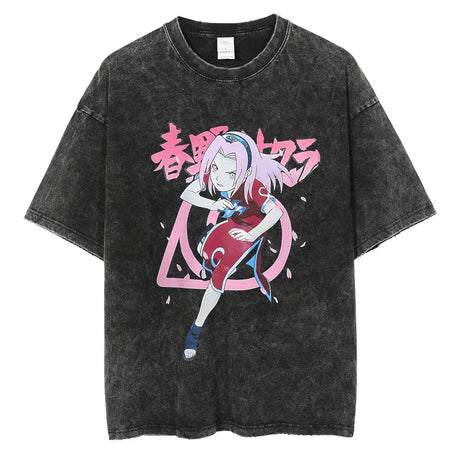 Win everyone over with our Sakura Haruno’s Blossom Vintage Tee | Here at Everythinganimee we have the worlds best anime merch | Free Global Shipping