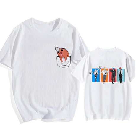 Here at Everythinganimee we only have the best shirts in the world! Unleash your inner cuteness with the Chainsaw Man Tee, featuring an iconic, vibrant design from Chainsaw Man that anime fans will instantly recognize.
