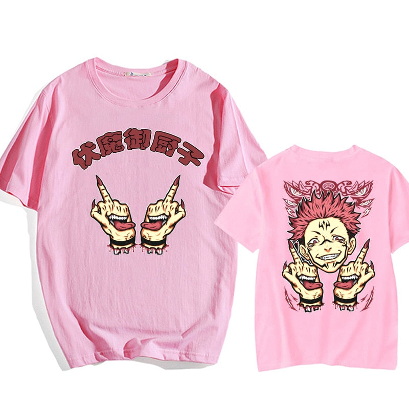 This tees captures the magic of Ryomen Sukuna. If you're looking for more Jujutsu Kaisen merch, we have it all! Check out our anime merch now—free shipping!