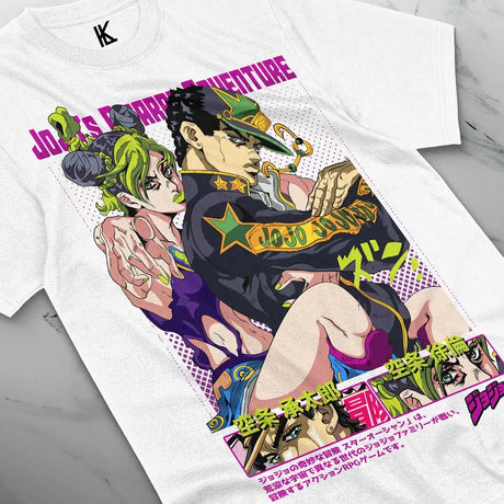 Immerse yourself in this striking Jolyne Tee, perfect for anime fans. Looking for more JoJo's Bizarre merch? Explore our full collection of anime merch now!