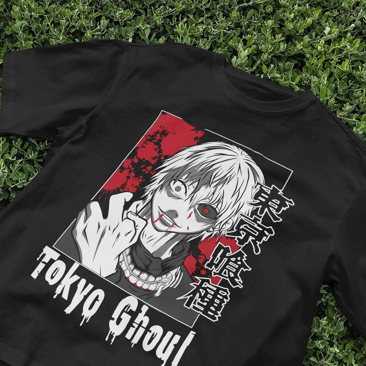 Here at Everythinganimee we have the best anime shirts in the world.
Dive into the dark and gripping world of Tokyo Ghoul with this captivating tee. Showcasing a haunting illustration from the series, this shirt is perfect for fans who admire the blend of horror and mystery.