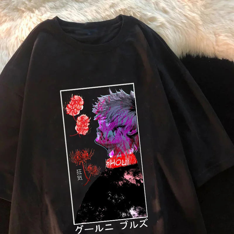 This shirt features the enigmatic anti-hero Ken Kaneki. | If you are looking for more Tokyo Ghoul Merch, We have it all! | Check out all our Anime Merch now!