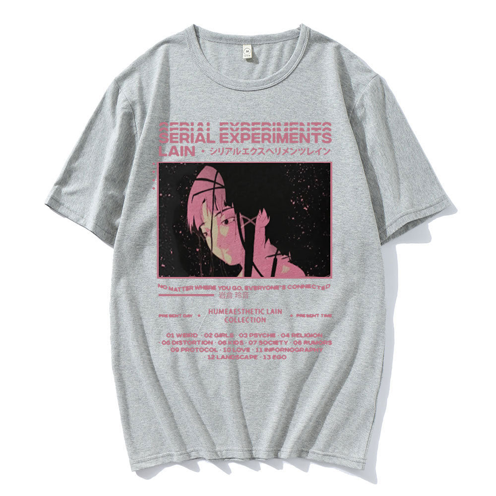 This tee captures the magic of Lain's. If you're looking for more  Serial Experiments merch, we have it all! Check out our anime merch now—free shipping!
