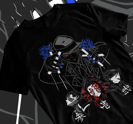 Here at Everythinganimee we only have the best shirts in the world! Immerse yourself in the dark elegance of Demon Slayer with this Kibutsuji Muzan Upper Moons T-Shirt.