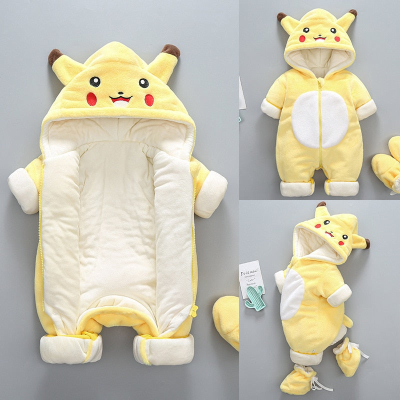 Adorable Pikachu Winter Onesie for Newborn Babies