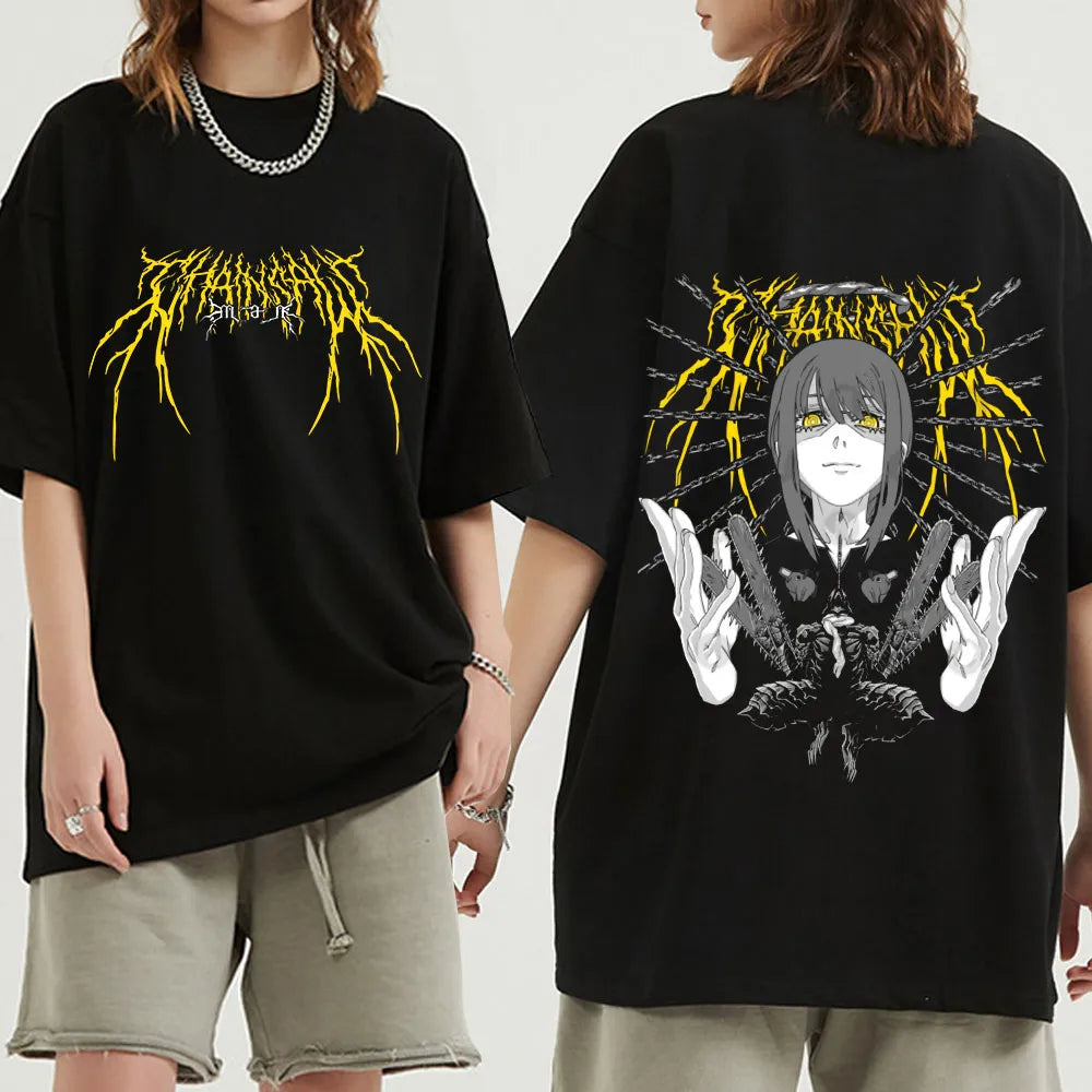 This shirt embodies the spirit of adventure in the world of Chainsaw Man. If you are looking for more Chainsaw Man Merch, We have it all!| Check out all our Anime Merch now!