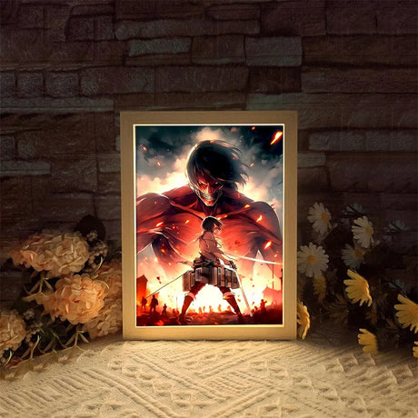 Experience the grandeur of 'Attack on Titan' with this light-and-shadow art piece. | If you are looking for more Attack on Titan Merch, We have it all! | Check out all our Anime Merch now!