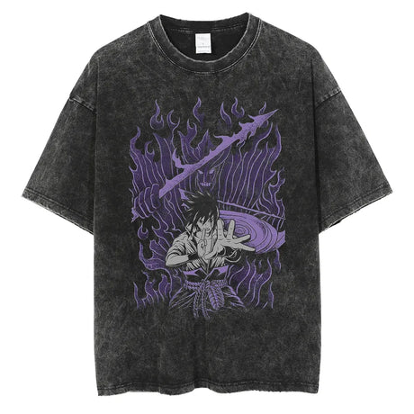 Wow everyone with our new Sasuke Uchiha Shadow's Flame Vintage Tee | Here at Everythinganimee we have the worlds best anime merch | Free Global Shipping