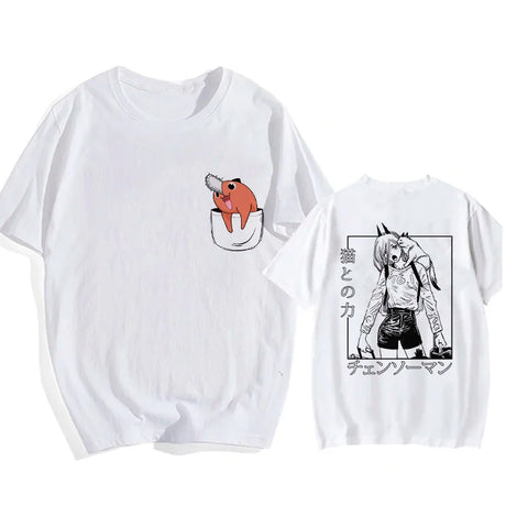 Here at Everythinganimee we only have the best shirts in the world! Unleash your inner cuteness with the Chainsaw Man Tee, featuring an iconic, vibrant design from Chainsaw Man that anime fans will instantly recognize.