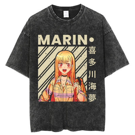 Anime My Dress Up Darling Harajuku T Shirt Men Hip Hop Vintage Washed 100% Cotton Streetwear Short Sleeve Graphic Unisex T-Shirt, everythinganimee