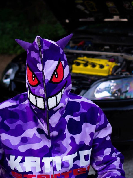 Pokemen Gengar Men Sweatshirt Y2k Demon Letter Print Hoodie Vintage Oversized Zipper Jacket High Quality Harajuku Hoodies Women, everythinganimee