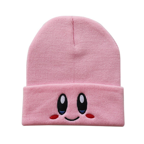 Kawaii Anime Kirby Hat Cute Face Eyes Cosplay Keep Warm Knitted Hat Unisex Adult Kids Cap Hip Hop Autumn Winter Gift, everythinganimee
