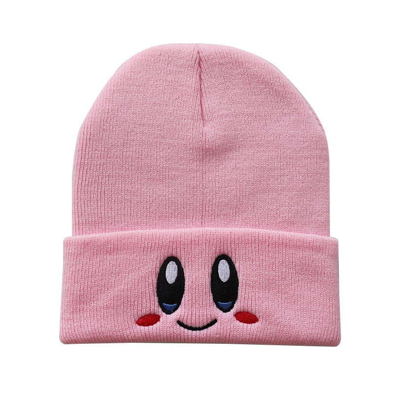 Kawaii Anime Kirby Hat Cute Face Eyes Cosplay Keep Warm Knitted Hat Unisex Adult Kids Cap Hip Hop Autumn Winter Gift, everythinganimee