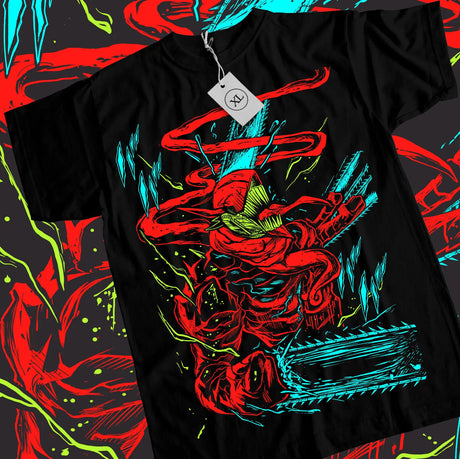 Here at Everythinganimee we have the best anime shirts in the world. 
Dive into the chaotic world of Chainsaw Man with this electrifying Pochita Tee.