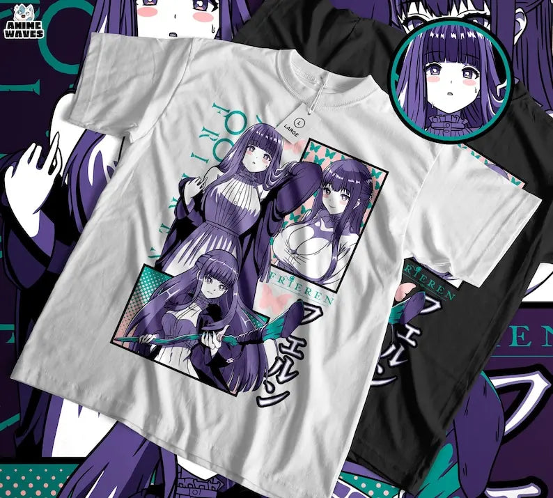 Here at Everythinganimee we only have the best shirts in the world! Step into the world of Frieren: Beyond Journey's End with this bold Fern graphic shirt that captures the elegance and power of one of the series' most compelling characters. Designed for ultimate comfort, this tee perfectly blends style and fandom, showcasing vivid colors and intricate detailing that anime lovers will appreciate.