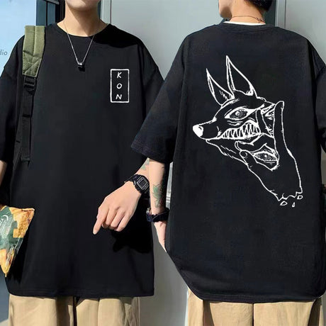 Japanese Anime Chainsaw Man Hayakawa Aki Fox Devil Kon Print Tshirt Men Soft Cotton T-shirts Men Women Manga T Shirt Streetwear, everythinganimee
