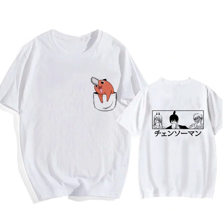 Here at Everythinganimee we only have the best shirts in the world! Unleash your inner cuteness with the Chainsaw Man Tee, featuring an iconic, vibrant design from Chainsaw Man that anime fans will instantly recognize.
