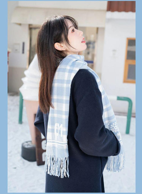 Snow Miku Plaid Scarf - Embrace Winter in Style with Hatsune Miku