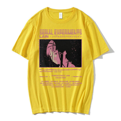 This tee captures the magic of Lain's. If you're looking for more  Serial Experiments merch, we have it all! Check out our anime merch now—free shipping!