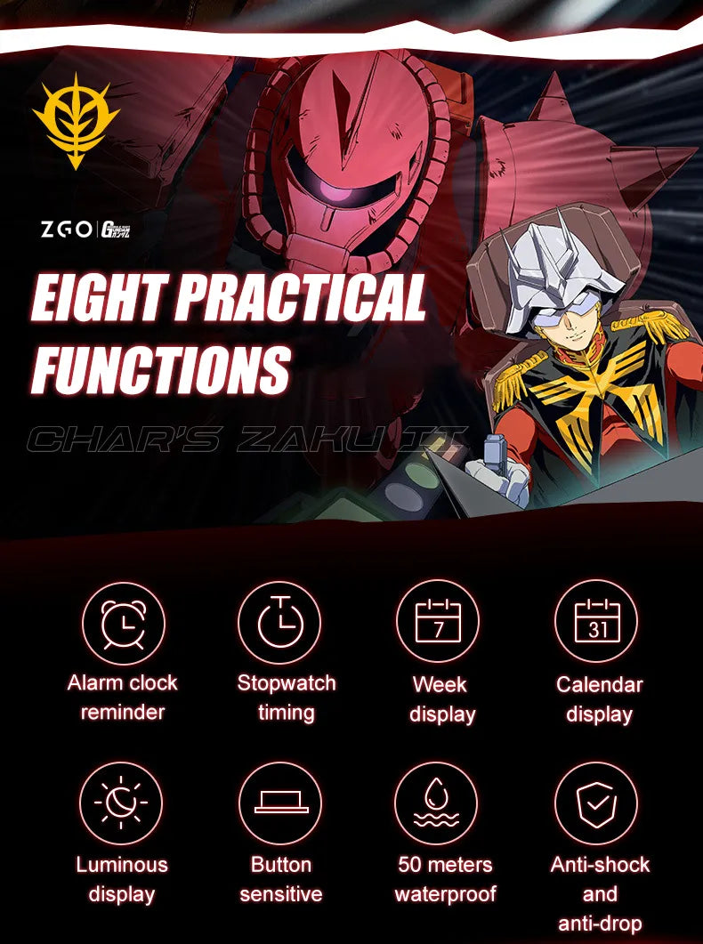 This watch captures the magic of Gundam. If you're looking for more Gundam merch, we have it all! Check out our anime merch now—free shipping!