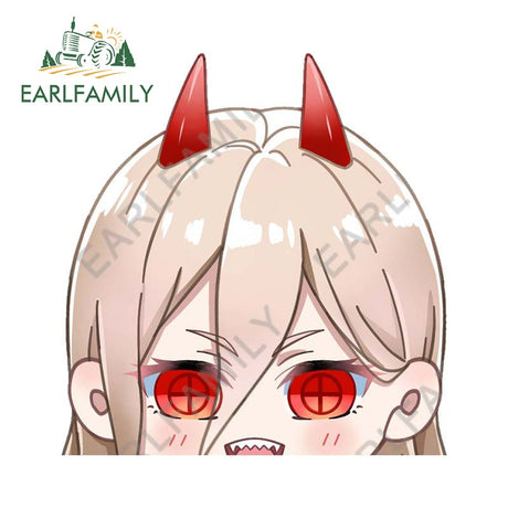 13cm x 11.1cm for Chainsaw Man Funny Car Stickers Camper Decals Scratch-Proof Sunscreen Motorcycle Car Accessoires, everythinganimee