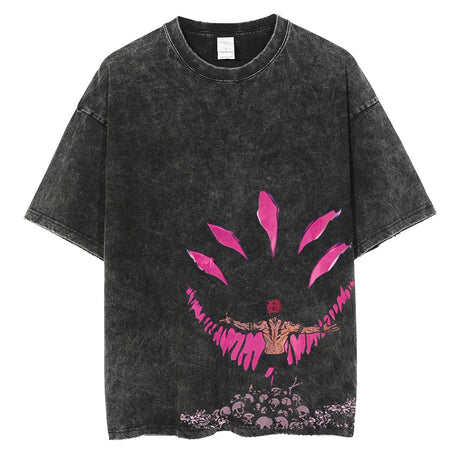 Anime Jujutsu Kaisen Washed Black Tshirt Men Streetwear Hip Hop Graphic T-Shirts Harajuku Summer Casual 100% Cotton Tops Tees, everythinganimee