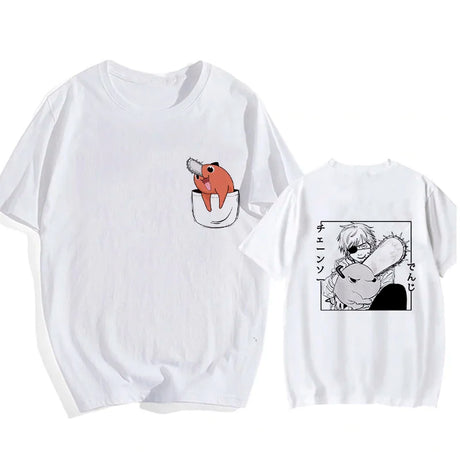 Here at Everythinganimee we only have the best shirts in the world! Unleash your inner cuteness with the Chainsaw Man Tee, featuring an iconic, vibrant design from Chainsaw Man that anime fans will instantly recognize.