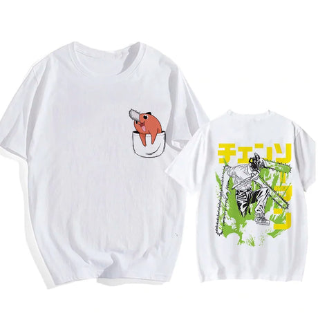 Here at Everythinganimee we only have the best shirts in the world! Unleash your inner cuteness with the Chainsaw Man Tee, featuring an iconic, vibrant design from Chainsaw Man that anime fans will instantly recognize.