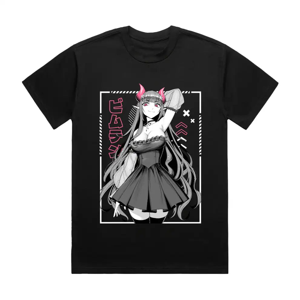 Here at Everythinganimee we have the best anime shirts in the world.
Unleash your inner demon with the stunning Bimten Demon Charm Tee. Featuring the bold and alluring character in captivating artwork, this tee is designed for anime lovers who enjoy a mix of power and style.