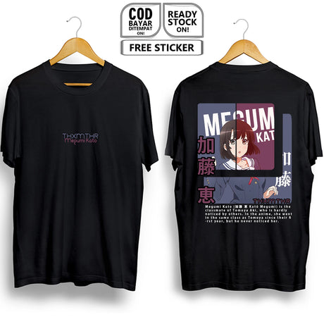 Here at Everythinganimee we have the best anime shirts in the world.
Celebrate the quiet charm of Megumi Kato from Saekano with this stylish tee. Featuring a sleek and minimalist front design with Megumi’s name and a bold graphic on the back, this shirt perfectly captures her understated beauty.