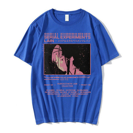 This tee captures the magic of Lain's. If you're looking for more  Serial Experiments merch, we have it all! Check out our anime merch now—free shipping!