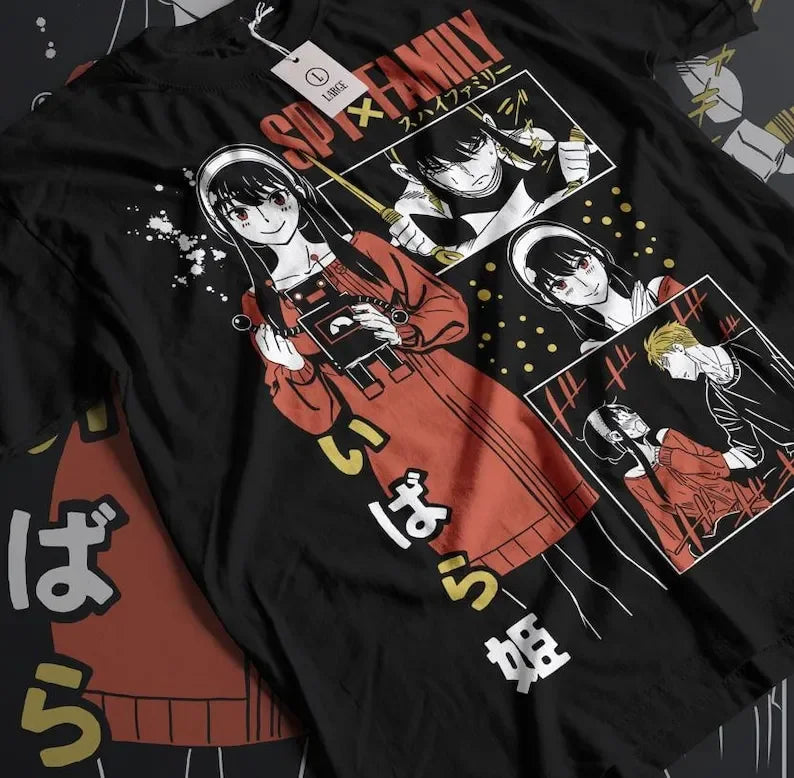 Here at Everythinganimee we have the best anime shirts in the world.
Step into the world of espionage and secrets with this captivating Spy x Family tee. Featuring key scenes and the unforgettable characters from the series, this shirt is a tribute to the thrilling adventures of the Forgers.
