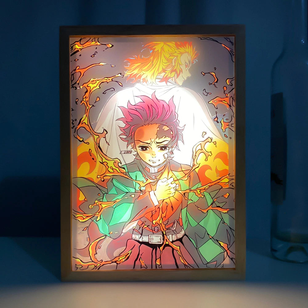 This lightbox captures the magic of Tanjiro & Kyojuro. If you're looking for more Demon Slaye merch,we have it all! Check out our anime merch now—free shipping!