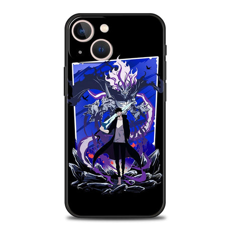 Anime Solo Leveling Luxury Phone Case For iPhone 11 14 Pro MAX 12 13 Mini 7 8 Plus X XR XS MAX SE Silicone Shockproof Cover, everythinganimee