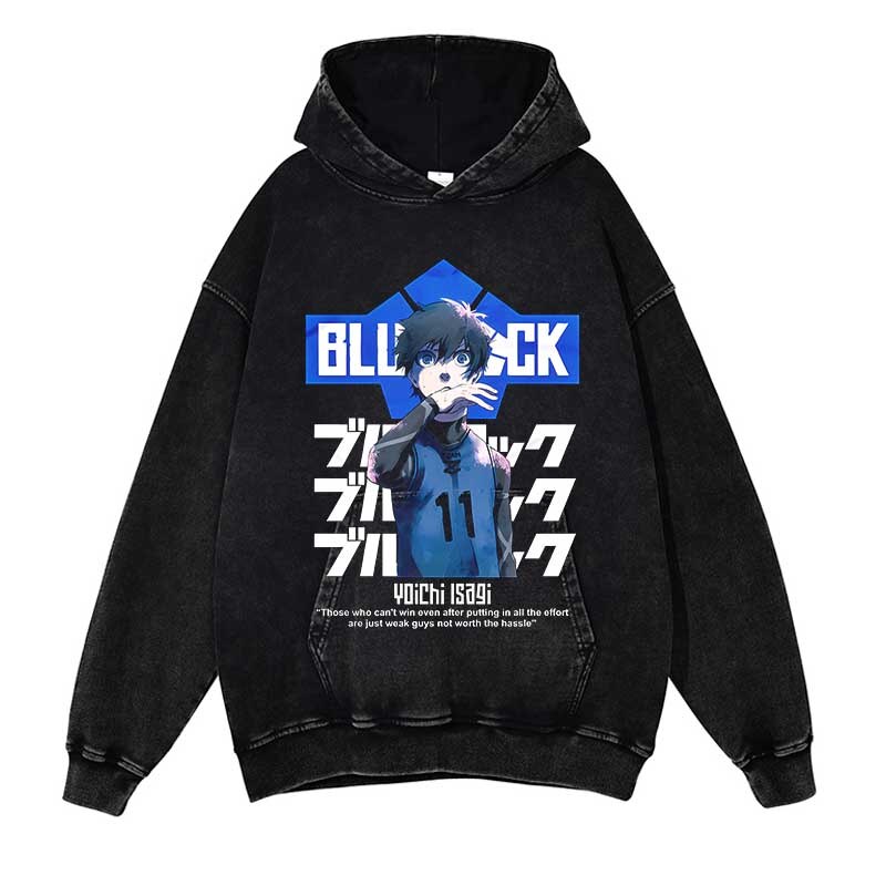 Bluelock Washed Black Streetwear Cotton Vintage Hoodie