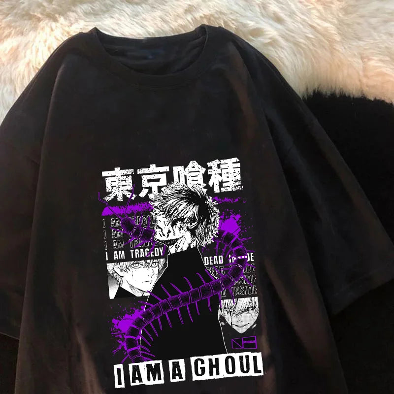 This shirt features the enigmatic anti-hero Ken Kaneki. | If you are looking for more Tokyo Ghoul Merch, We have it all! | Check out all our Anime Merch now!