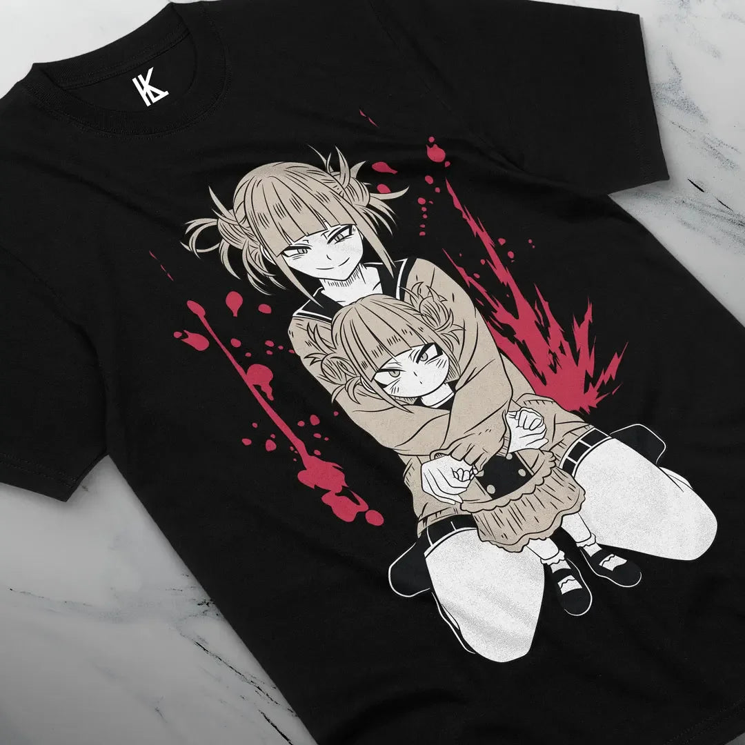 Here at Everythinganimee we have the best anime shirts in the world.
Unveil the duality of Himiko Toga with this striking tee, capturing her complex and intense nature. Featuring a powerful illustration of Toga's dual sides, this shirt is perfect for fans who appreciate her unique and edgy personality.