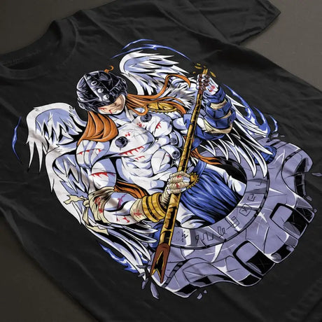Here at Everythinganimee we have the best anime shirts in the world. 
Unleash the power of Angemon from Digimon with this epic tee that captures the angelic warrior’s striking appearance.