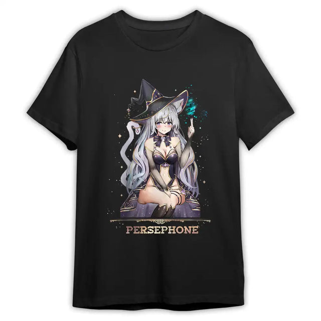 Here at Everythinganimee we have the best anime shirts in the world.
Step into the mystical world of Persephone with this spellbinding tee, featuring an enchanting design of Persephone herself in her alluring witch form.