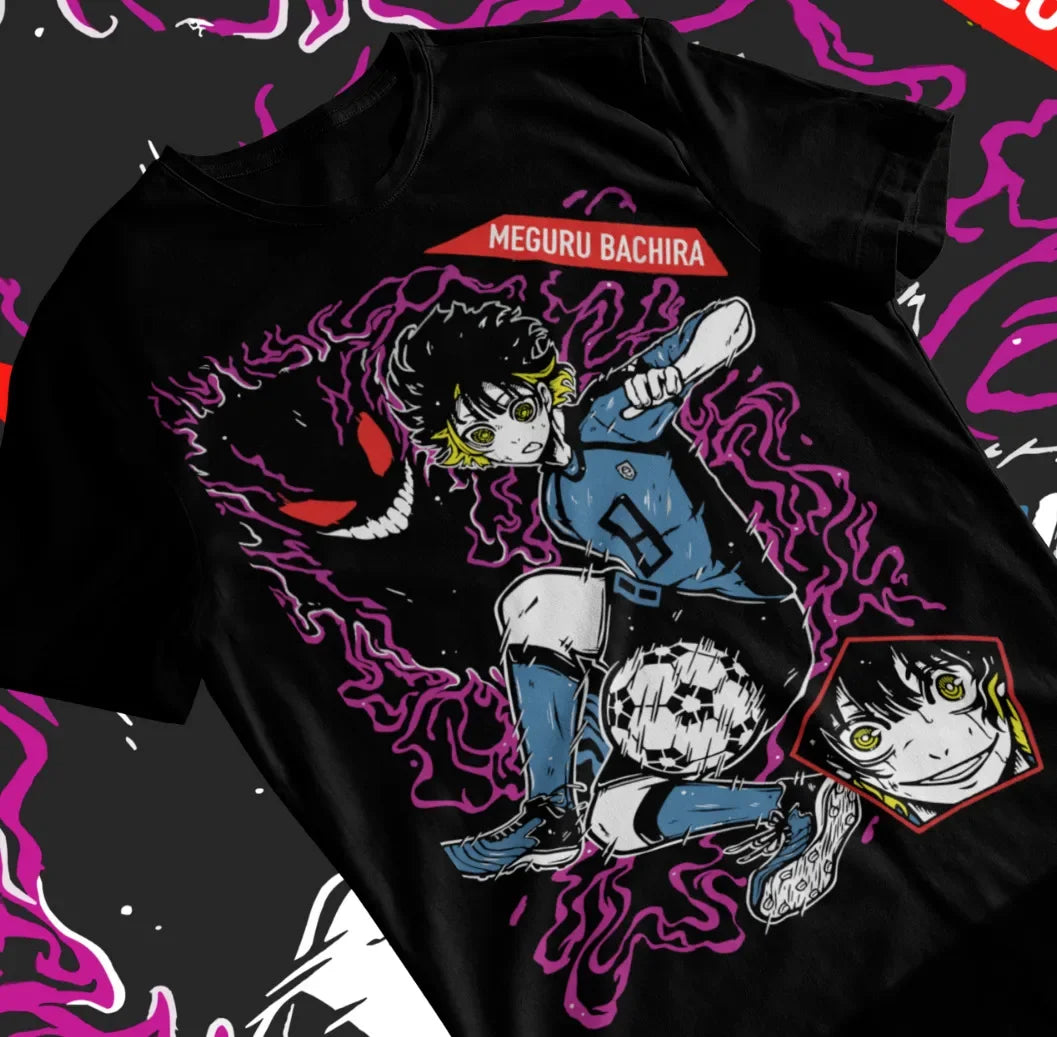 Here at Everythinganimee we have only the best anime merch! Free Global Shipping.
Step into the world of Blue Lock with this electrifying Meguru Bachira T-Shirt! Perfect for fans of the intense soccer anime, this tee captures the spirit and energy of Bachira, known for his fierce playing style and unpredictable moves on the field.