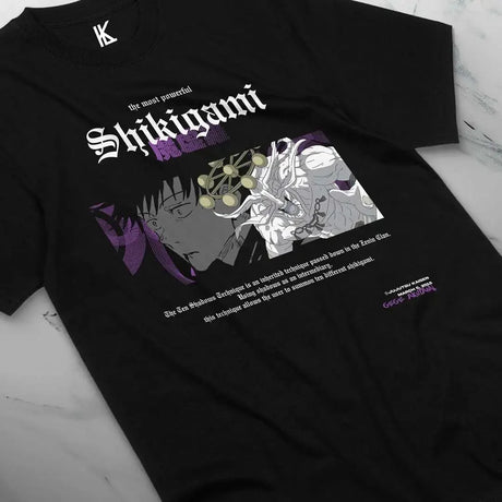 Immerse yourself in this striking Shikigami Tee, perfect for anime fans. Looking for more Jujutsu Kaisen merch? Explore our full collection of anime merch now!