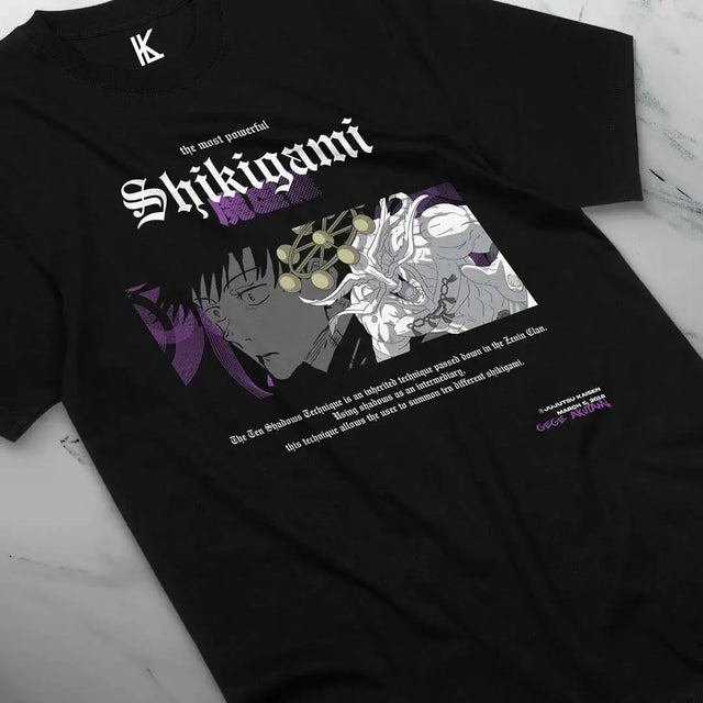 Immerse yourself in this striking Shikigami Tee, perfect for anime fans. Looking for more Jujutsu Kaisen merch? Explore our full collection of anime merch now!
