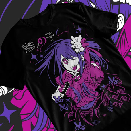 Here at Everythinganimee we only have the best shirts in the world! Show your love for the iconic Ai Hoshino from "Oshi No Ko" with this vibrant and stylish t-shirt.